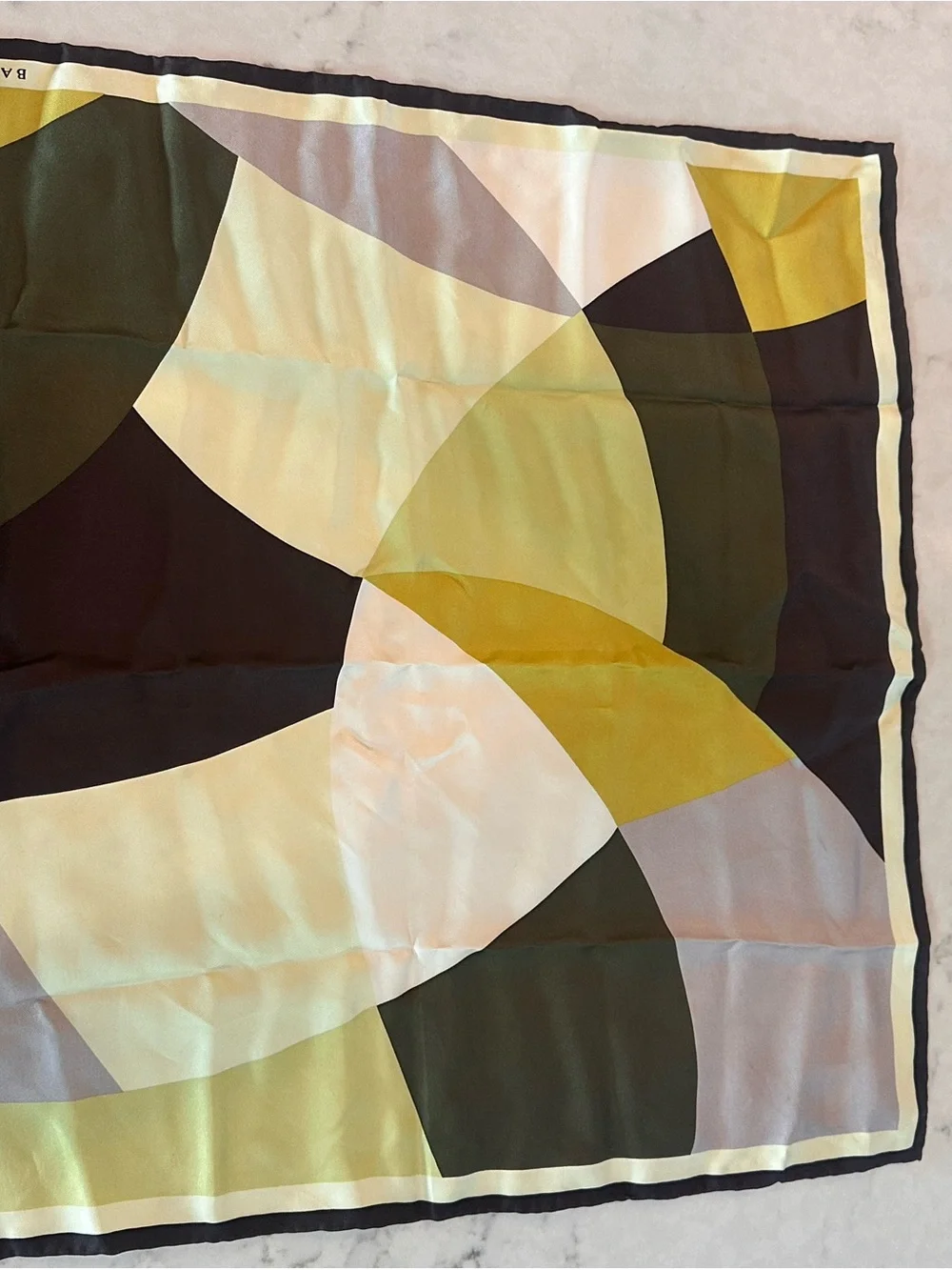 Banana Republic Olive, Cream & Gold Abstract Silk Scarf